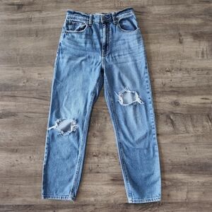 Abercrombie & Fitch Mom High Rise Ripped Jeans Women's 0 Regular